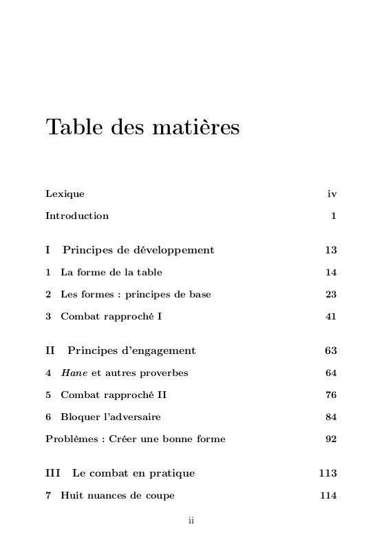 Shape up, table des matières page 1