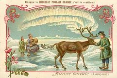 Chromo : Aurore boréale en Laponie (Chocolat Poulain)